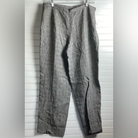 Rafaella NWT 100% Pure Linen Gray & Black Plaids High Rise Wide Leg Pants Size16 - Picture 2 of 11